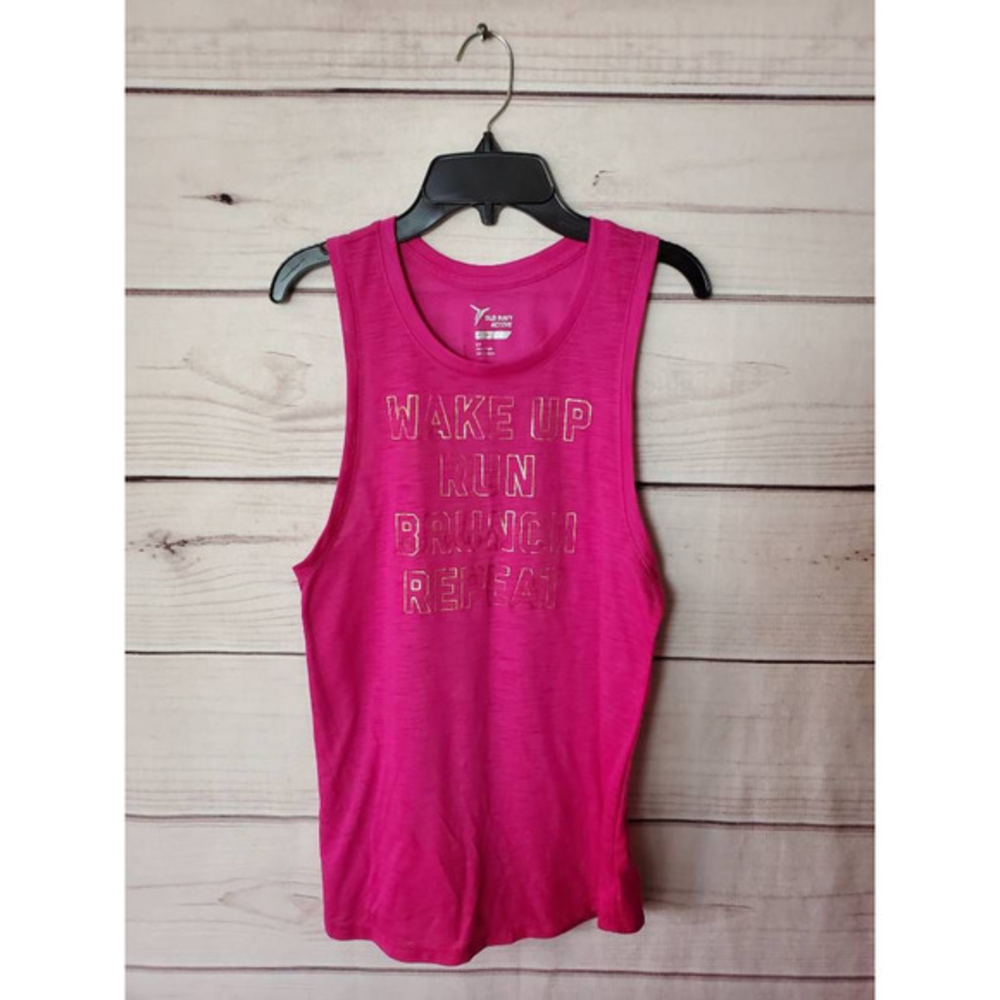 Old Navy Active Go Dry Womens Tank Top Shirt Pink Space Dye Wake Up Run Brunch S